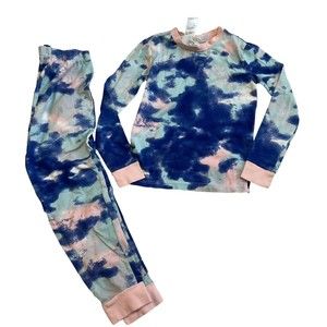 Nordstrom Rack Girl’s Pink & Blue Watercolor Matching Pajama Set Size 10